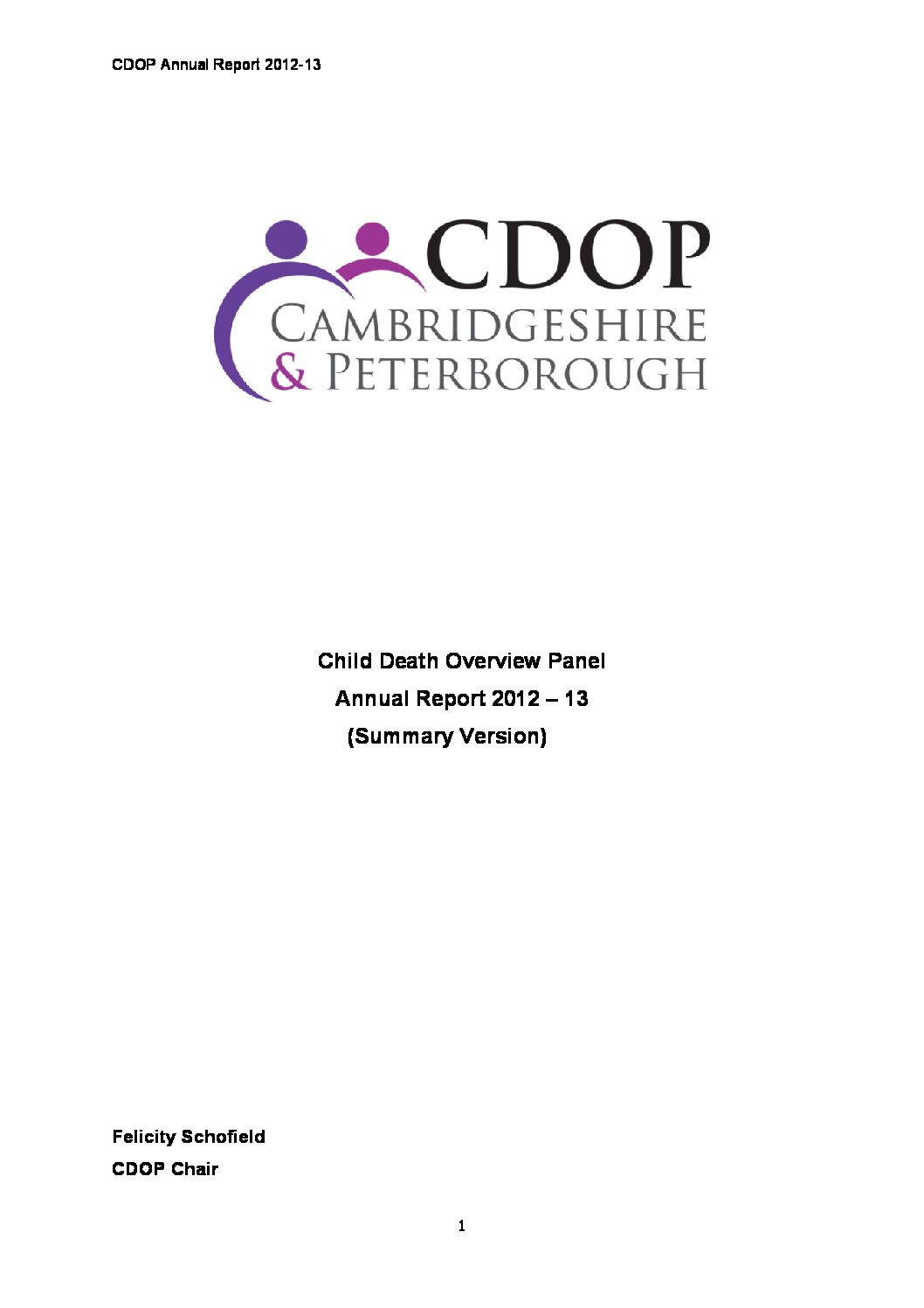 CDOP Summary Annual report 2012/13 | Cambridgeshire and Peterborough ...